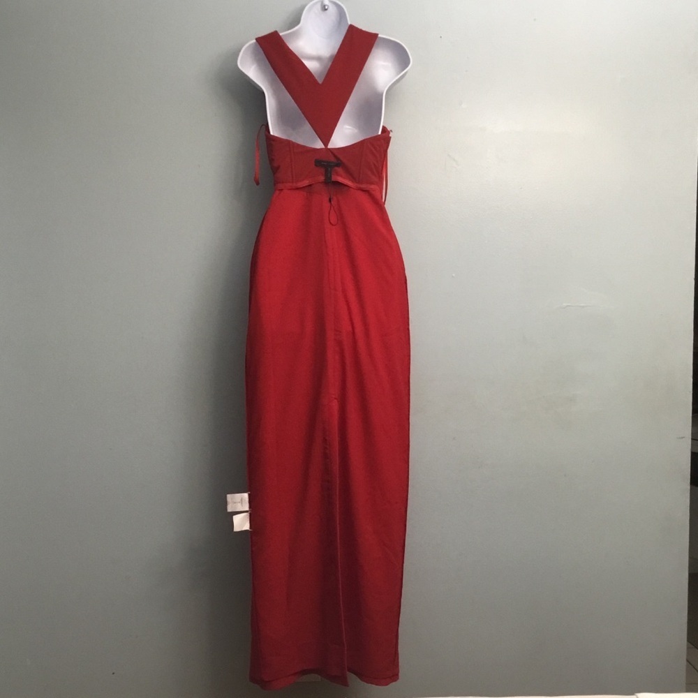 BCBG Vibrant Red Square Neck Sheath Maxi Dress for Prom - Picture 5 of 15